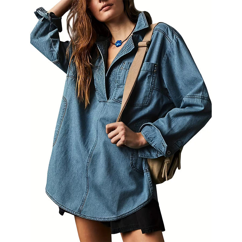🔥Autumn Sale 50% OFF🔥Nomenoy® Women's Oversized Denim Pullover Clothing &