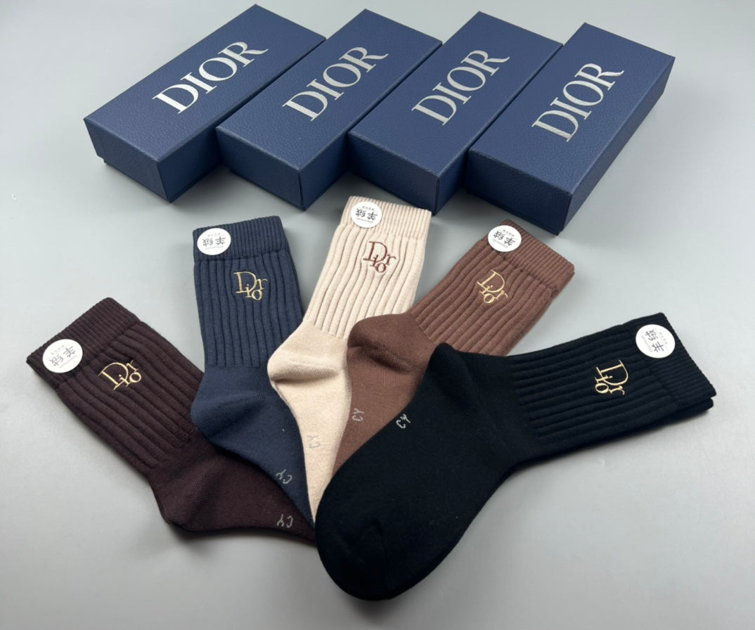 Dior Small Emblem Crew Socks - 5-Pair Set