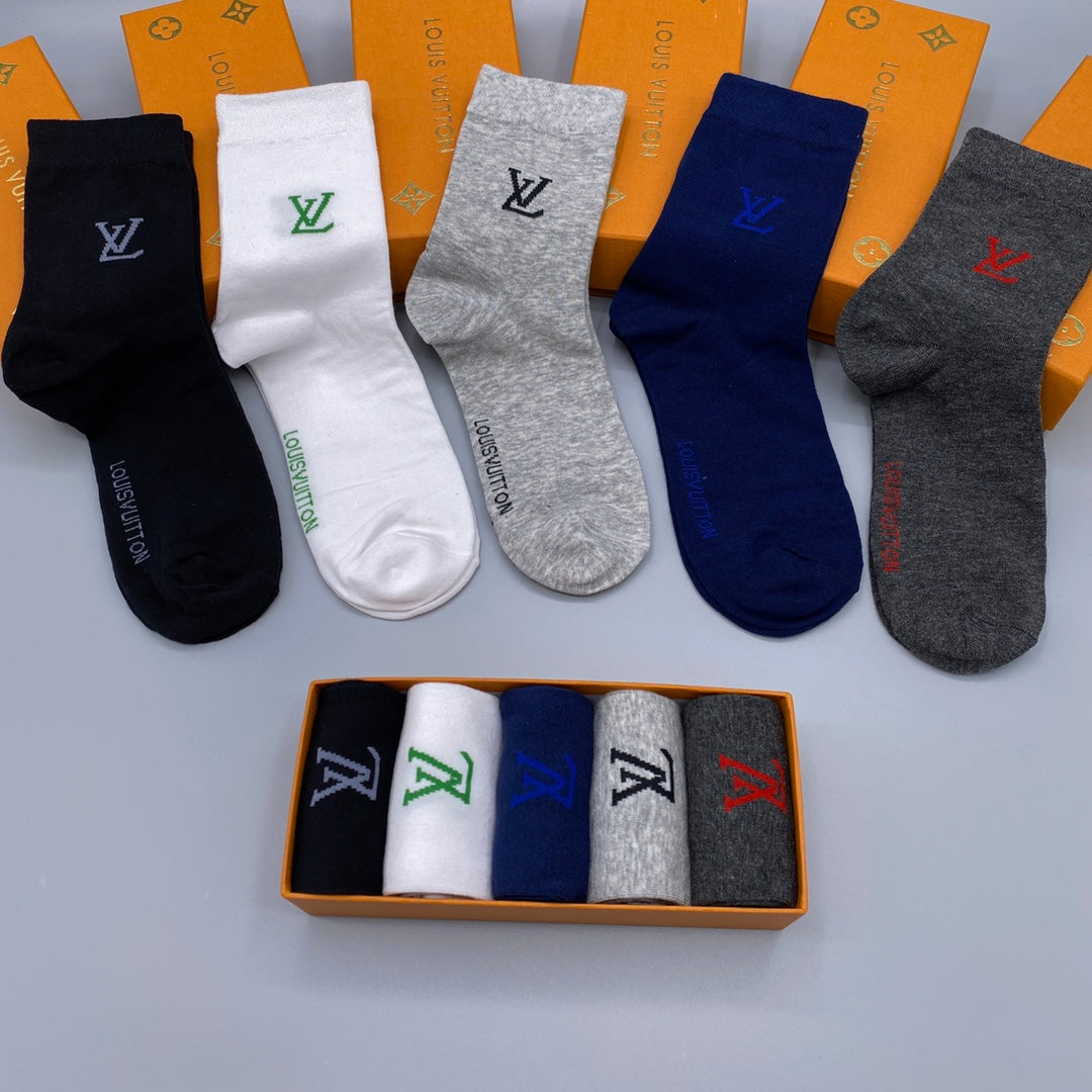 Louis Vuitton Small Initial Details Crew Socks - 5-Pair Set