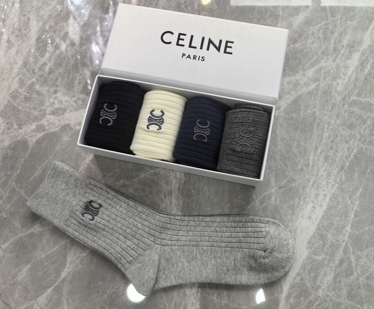 Celine Cotton Crew Socks - 5-Pair Set