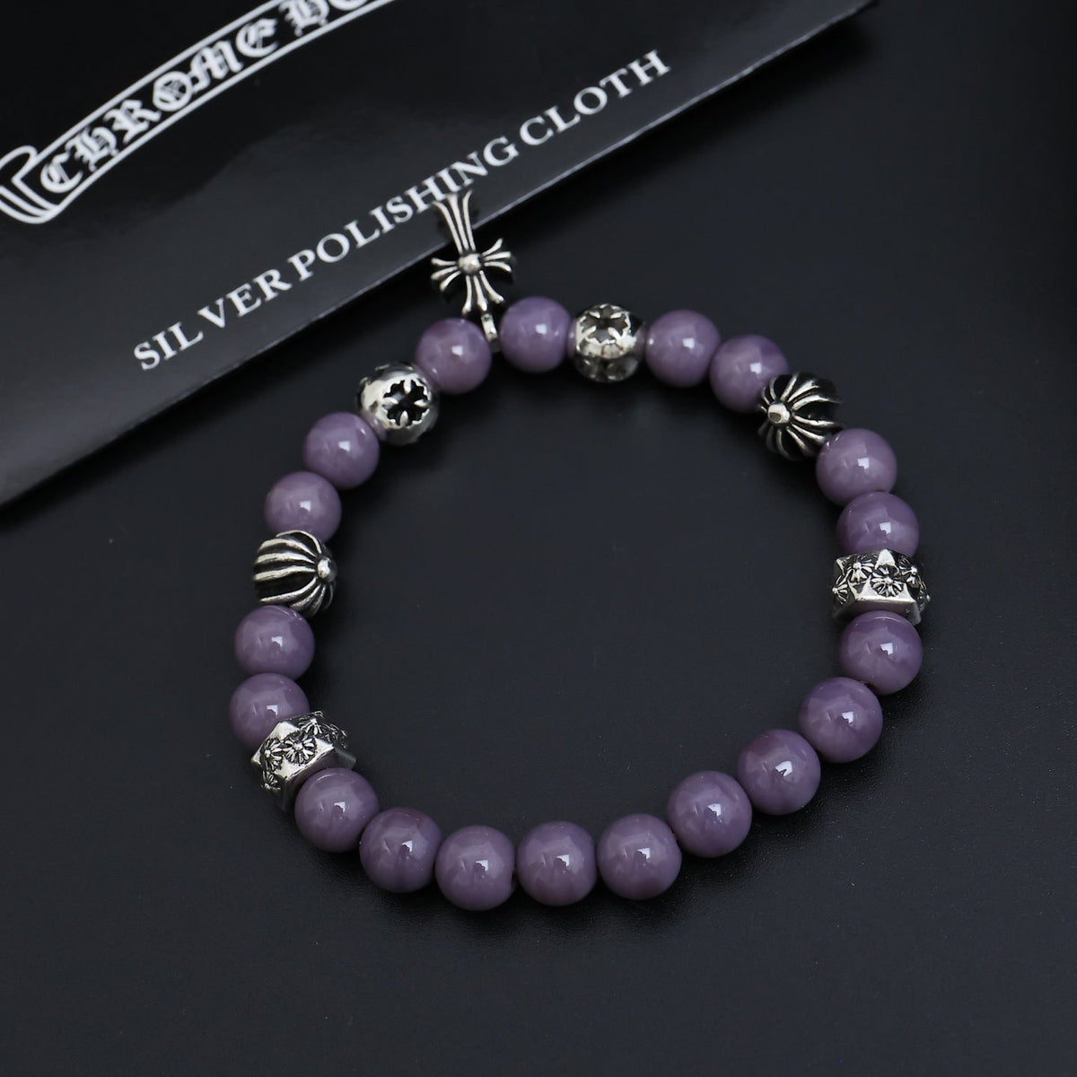 Martin Graham beaded bracelet in polished metal-tone – close-up detail