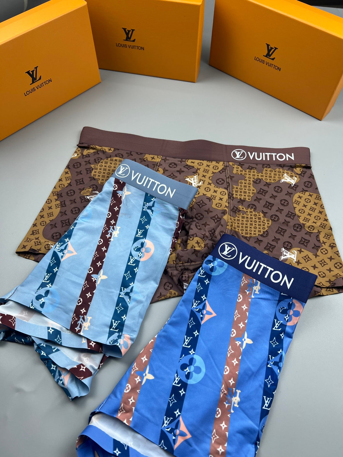 Louis Vuitton All-Over Monogram-Style Prints Men's Boxer Briefs - 3-Piece Box