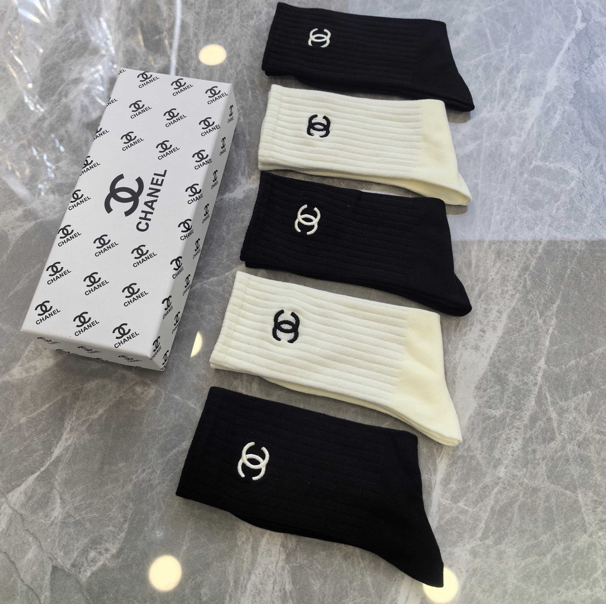 Chanel Small Emblem Crew Socks - 5-Pair Set