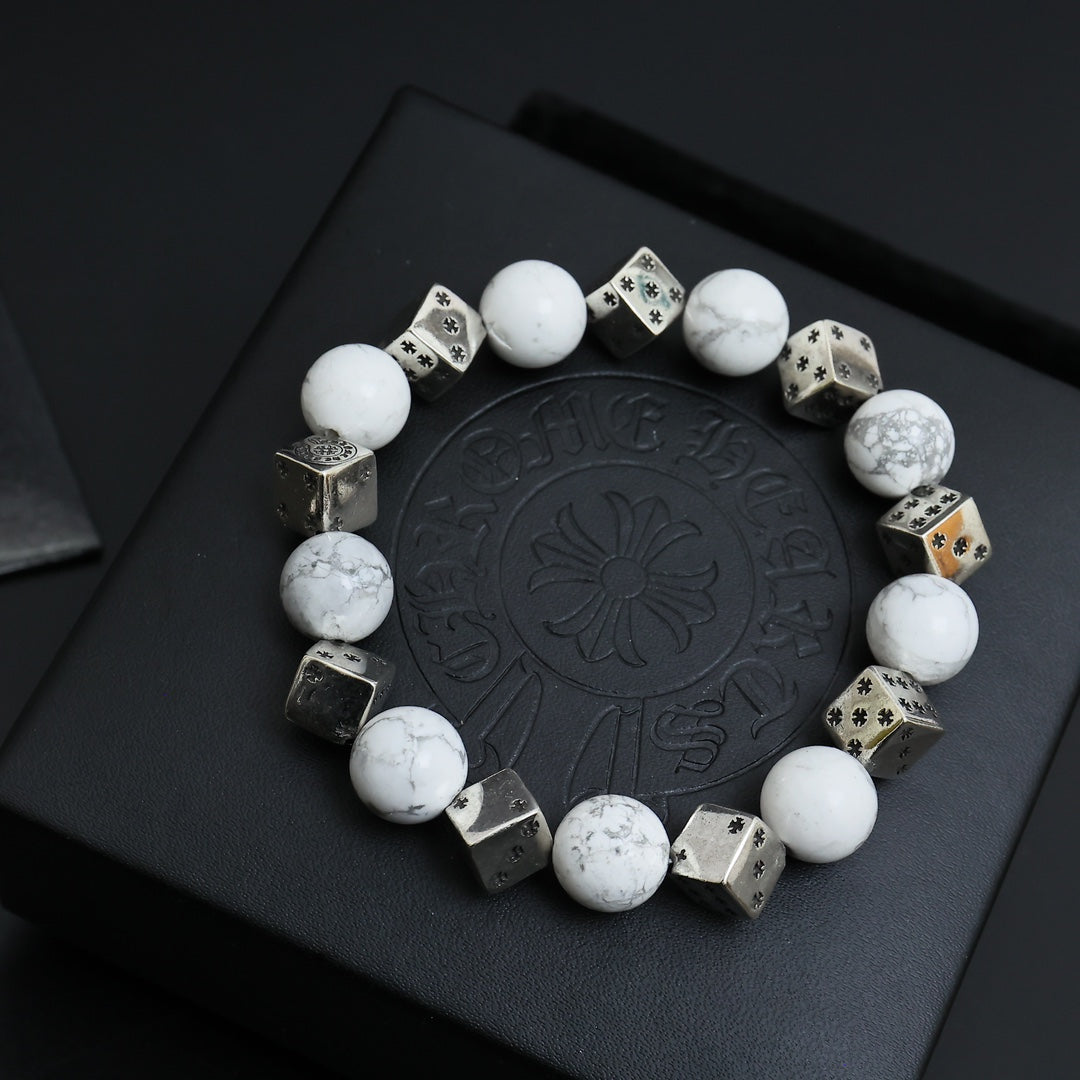 Martin Graham beaded bracelet in polished metal-tone – close-up detail
