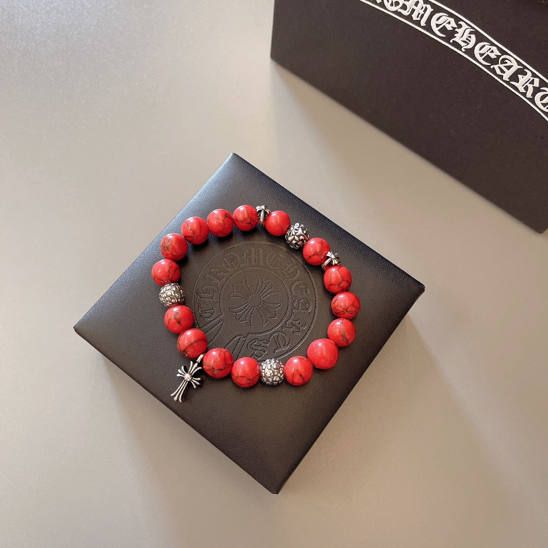 Martin Graham beaded bracelet in polished metal-tone – close-up detail