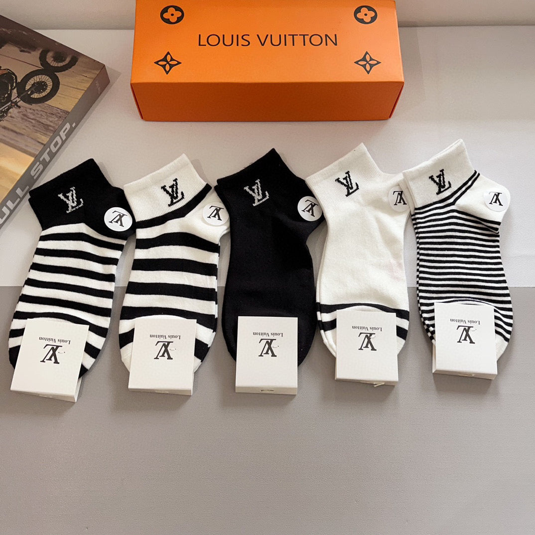 Louis Vuitton Striped Crew Socks - Box of 5 Pairs