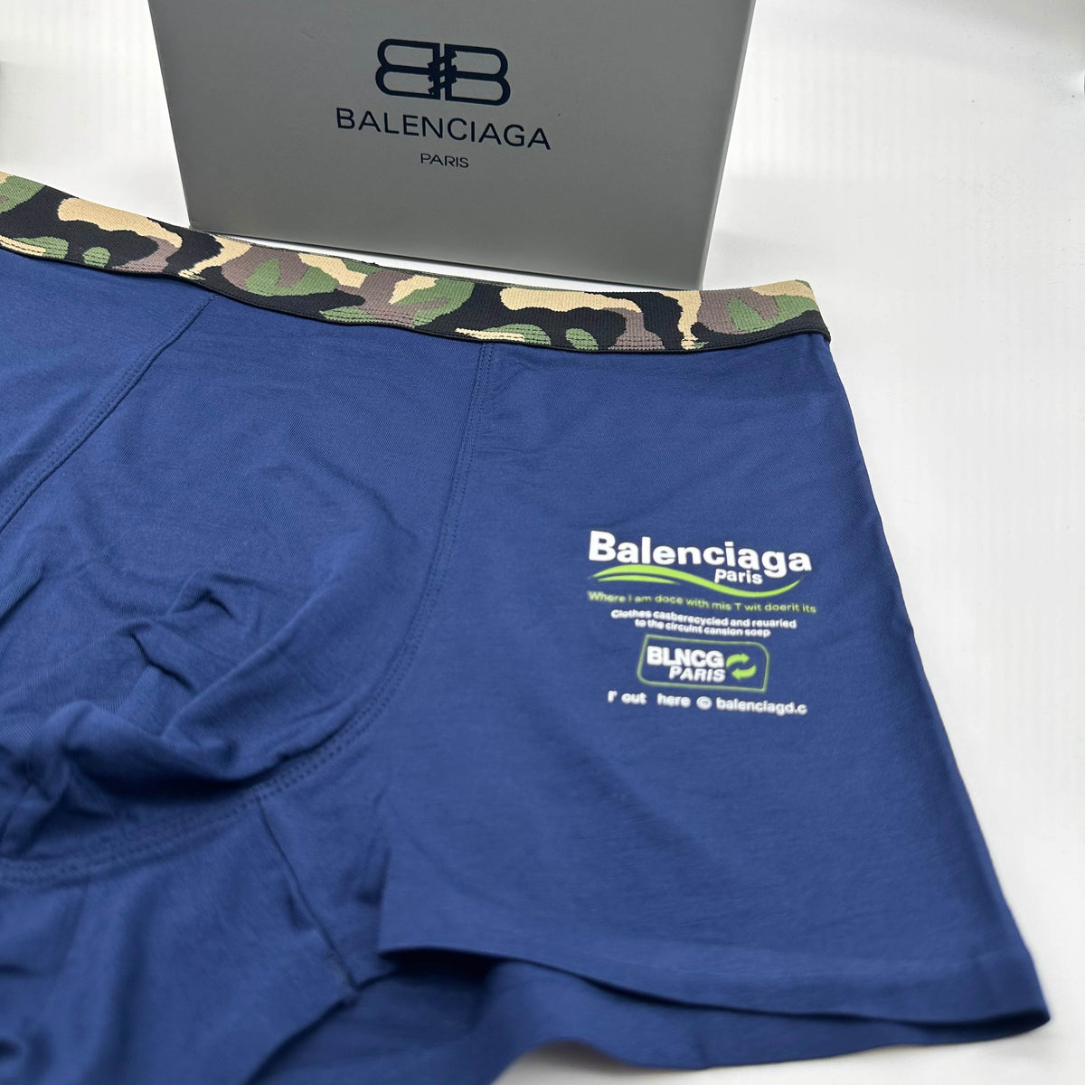 Balenciaga Navy & Grey Men's Boxer Briefs - 3-Piece Box