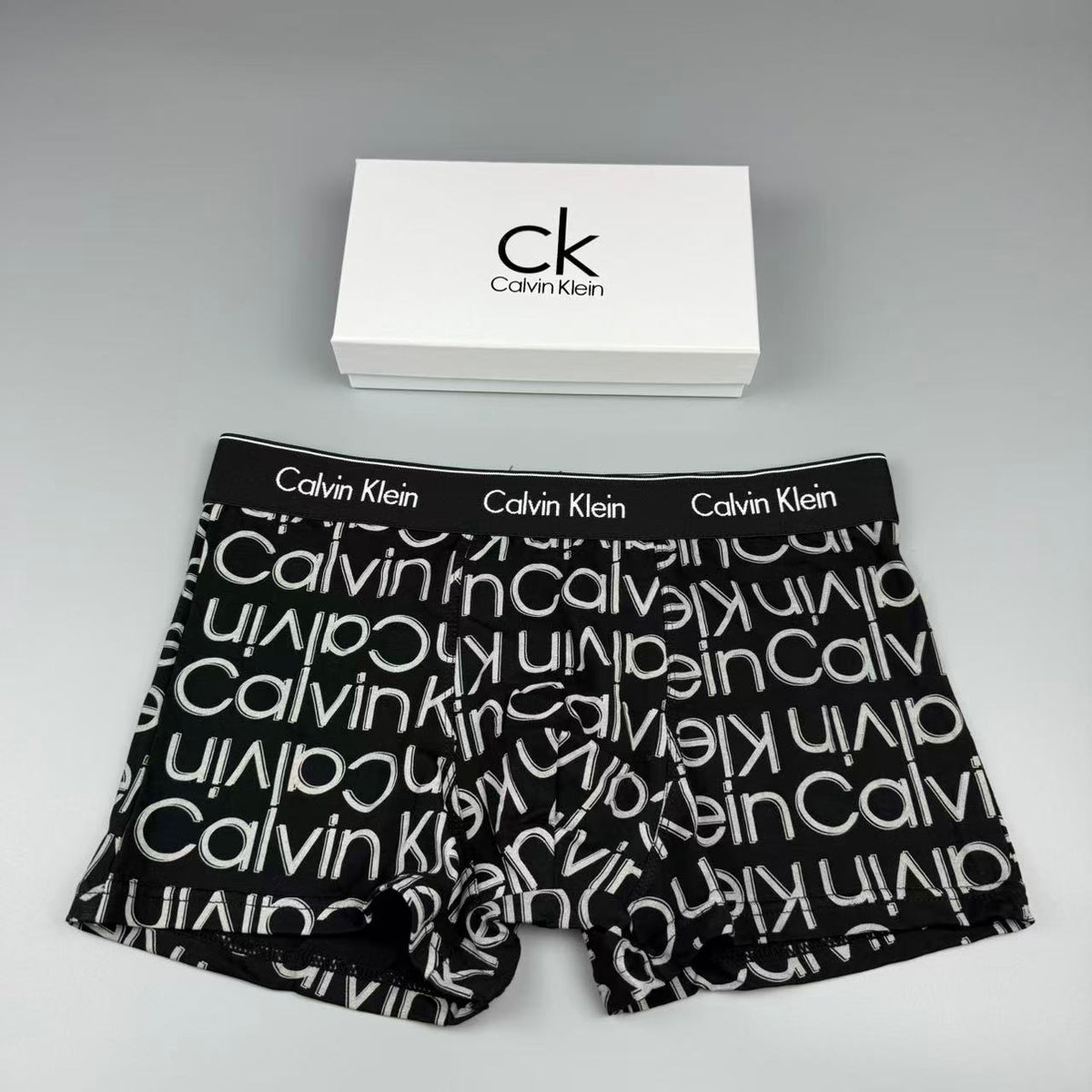 Calvin Klein Black, White, Grey & Red Letter Print Cotton Men's Boxer Briefs - 3-Piece Box