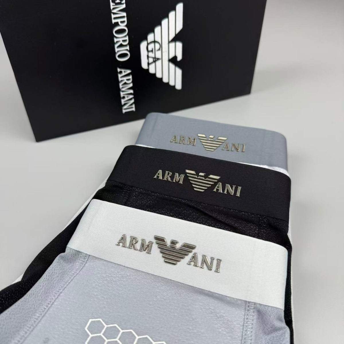 Armani Mulberry silk Seamless-Cut Men's Boxer Briefs - 3-Piece Box