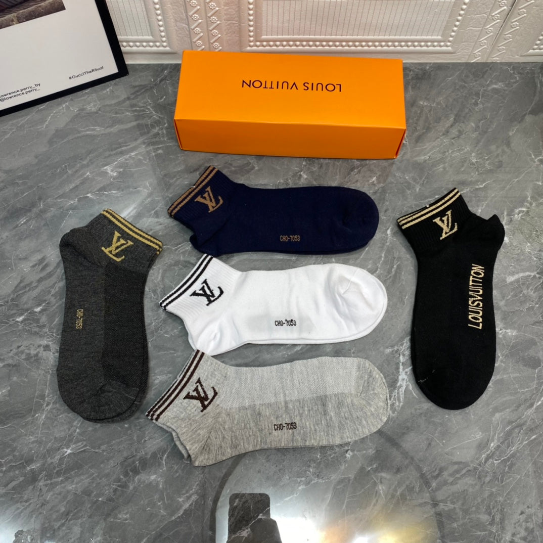 Louis Vuitton Small Initial Details Ankle Socks - 5-Pair Set