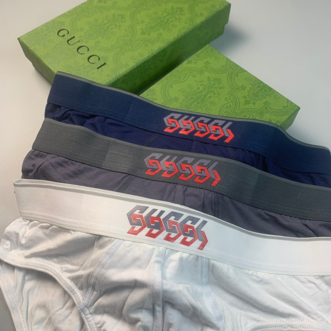 Gucci Red Logo Waistbands Men's Briefs