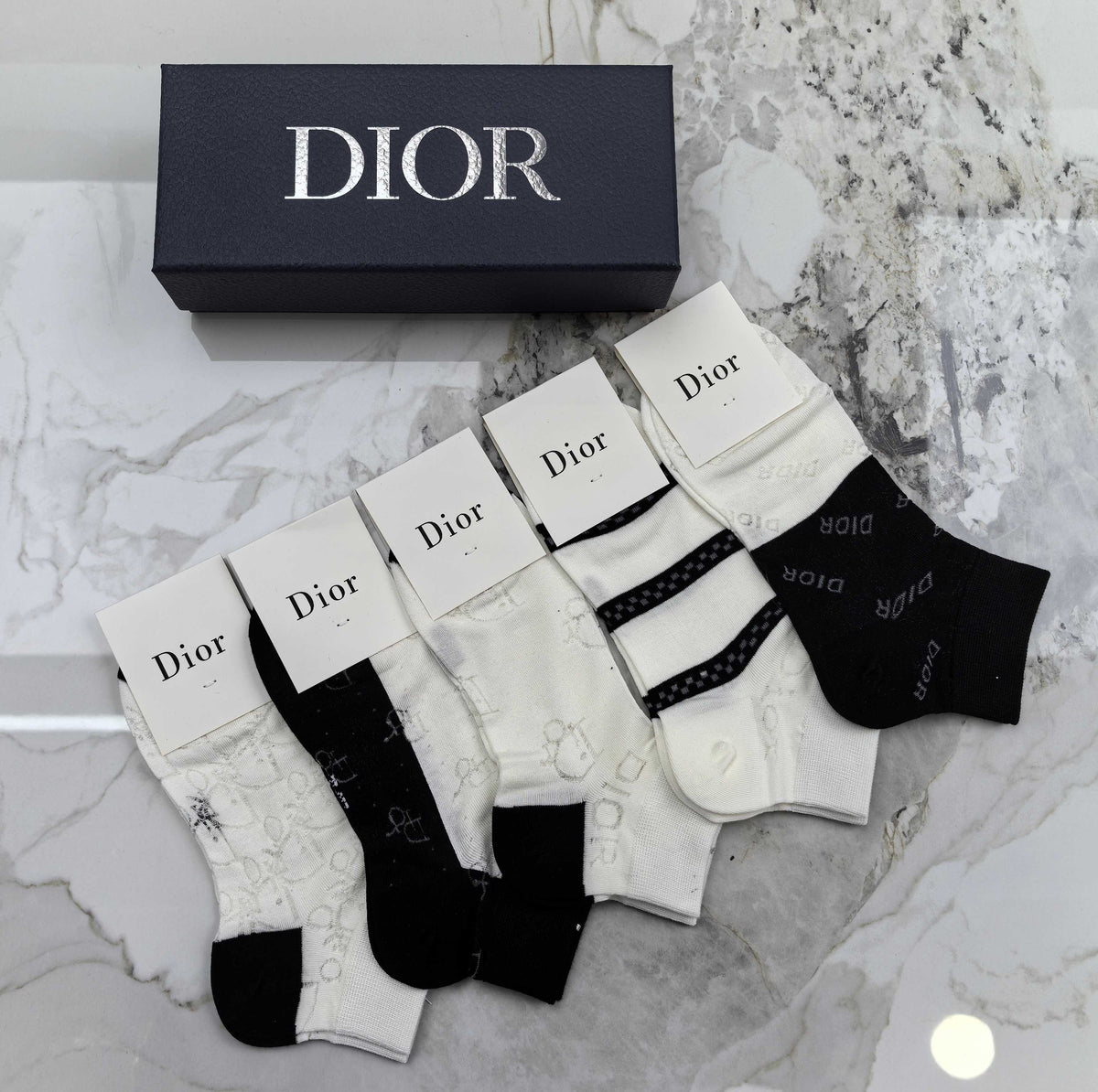Dior Modal No-Show Socks - 5-Pair Set