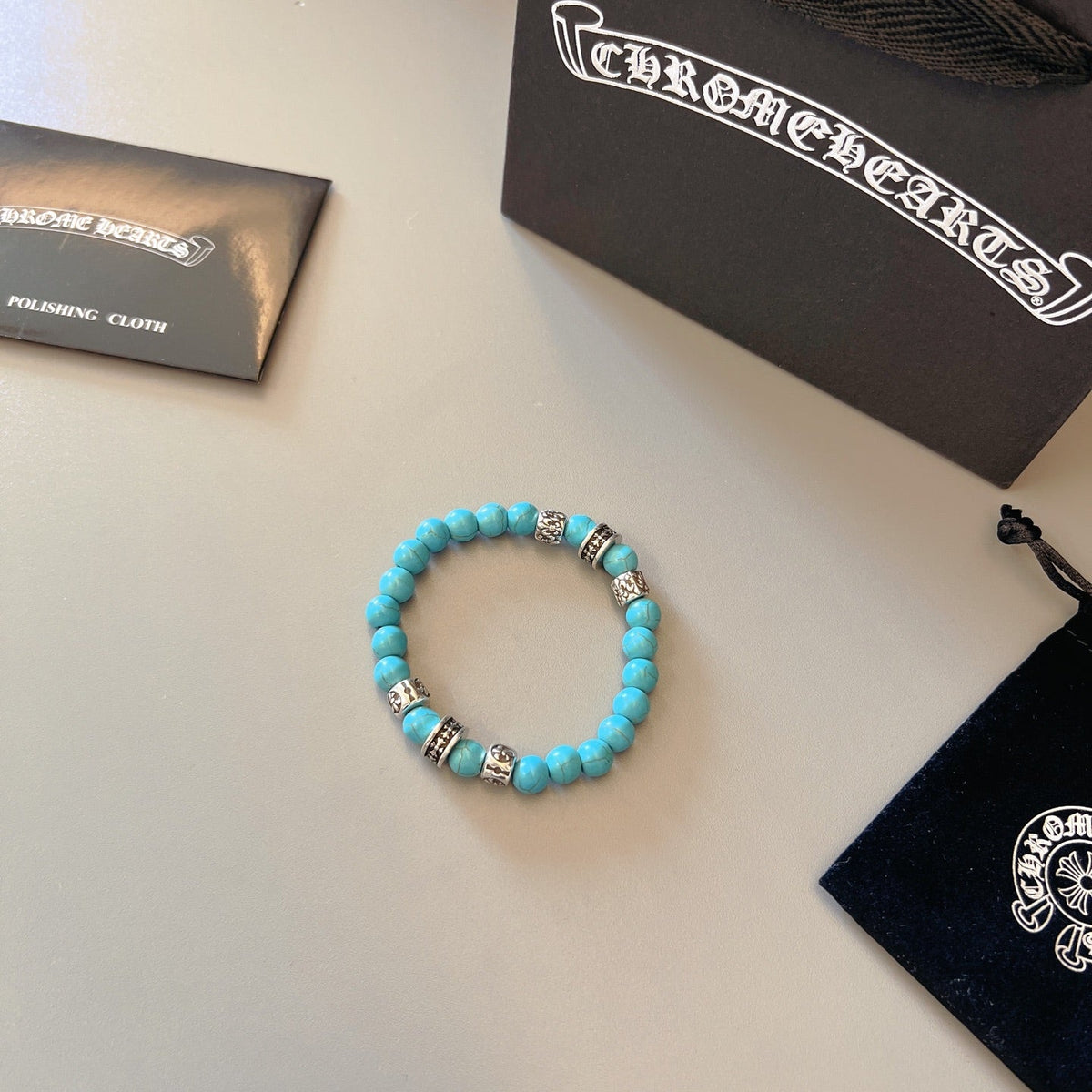 Martin Graham beaded bracelet in polished metal-tone – close-up detail