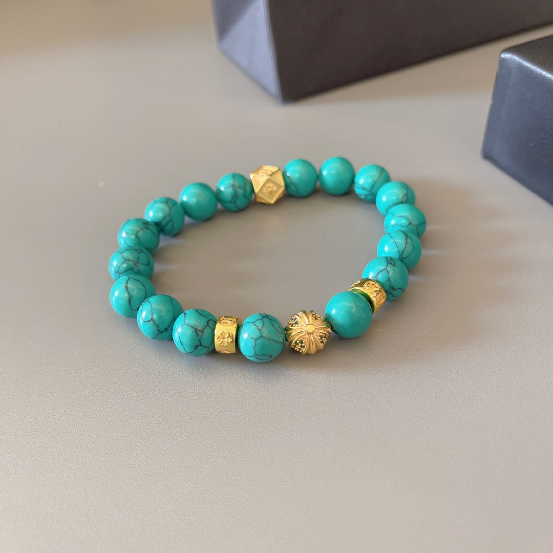 Martin Graham beaded bracelet in polished metal-tone – close-up detail