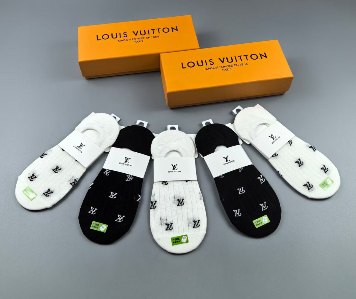 Louis Vuitton Visible Logo, Stripe Or Motif Details Short Socks - 5-Pair Set