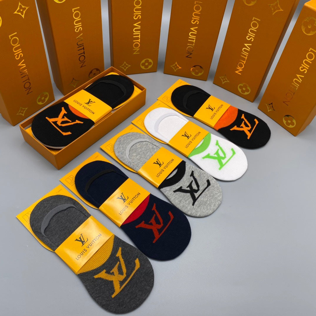 Louis Vuitton Oversized Logo No-Show Socks - Box of 5 Pairs