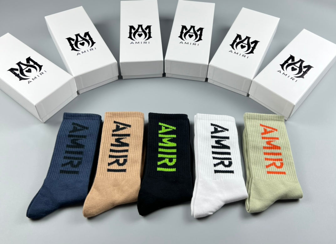 Amiri Bold Lettering Crew Socks - 5-Pair Set