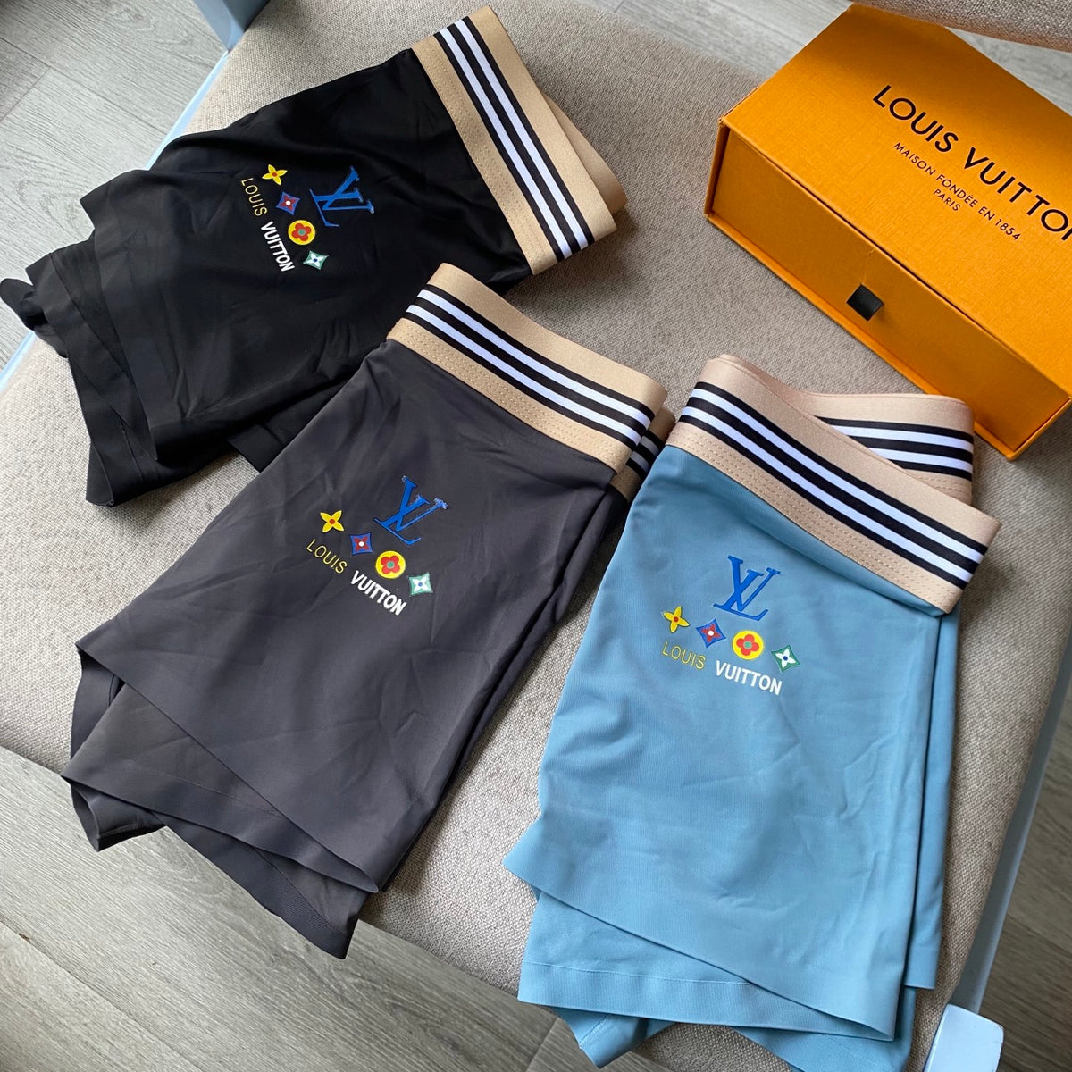 Louis Vuitton Striped Motif Men's Trunk Underwear - 3-Piece Box