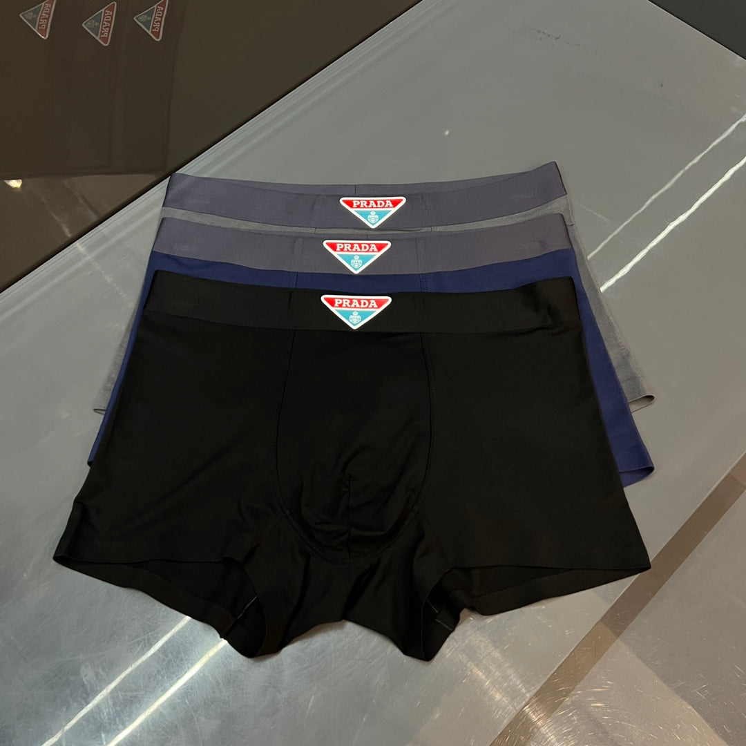 Prada Triangular Front Emblems Men's Boxer Briefs - 3-Piece Box