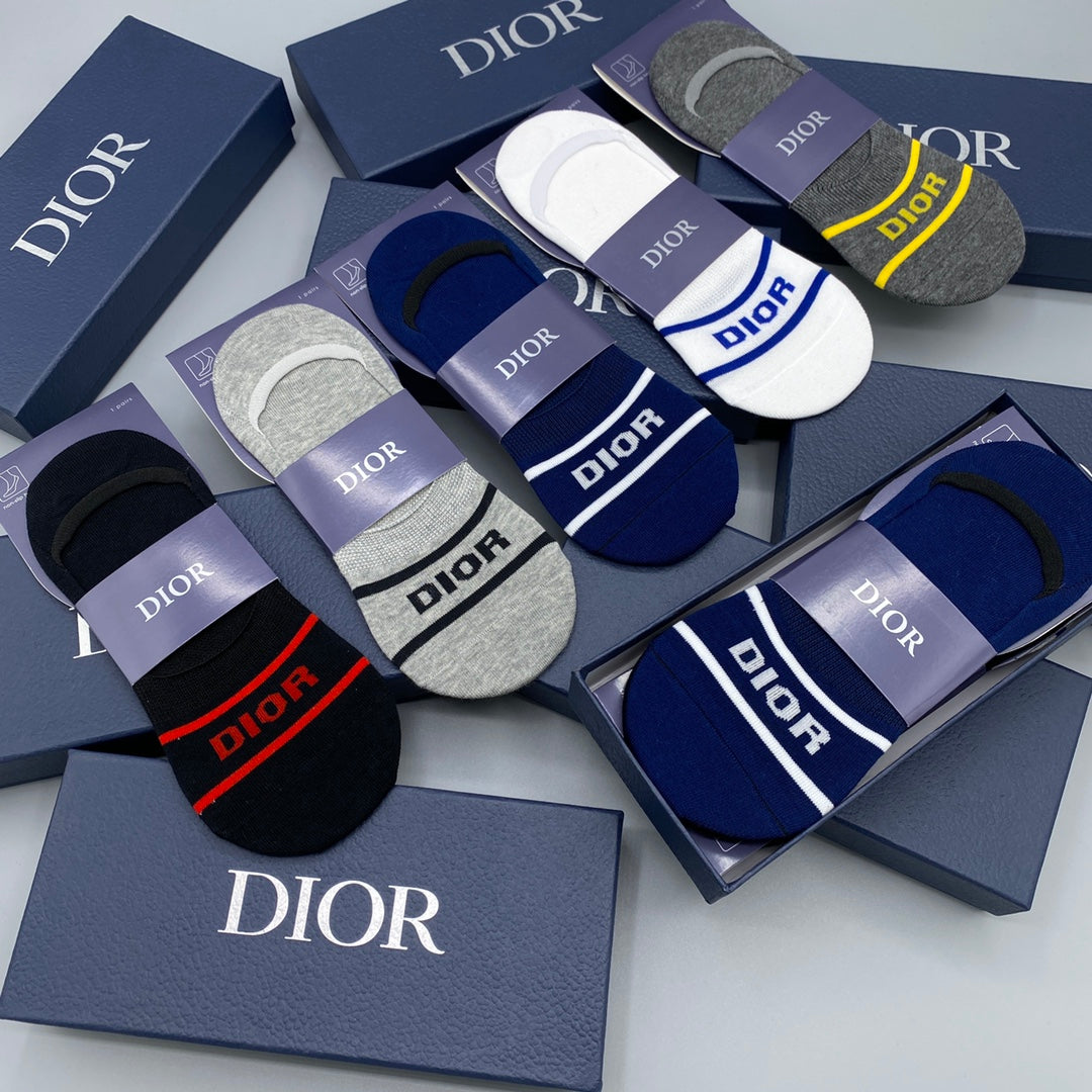 Dior Logo No-Show No-Show Socks - 5-Pair Box