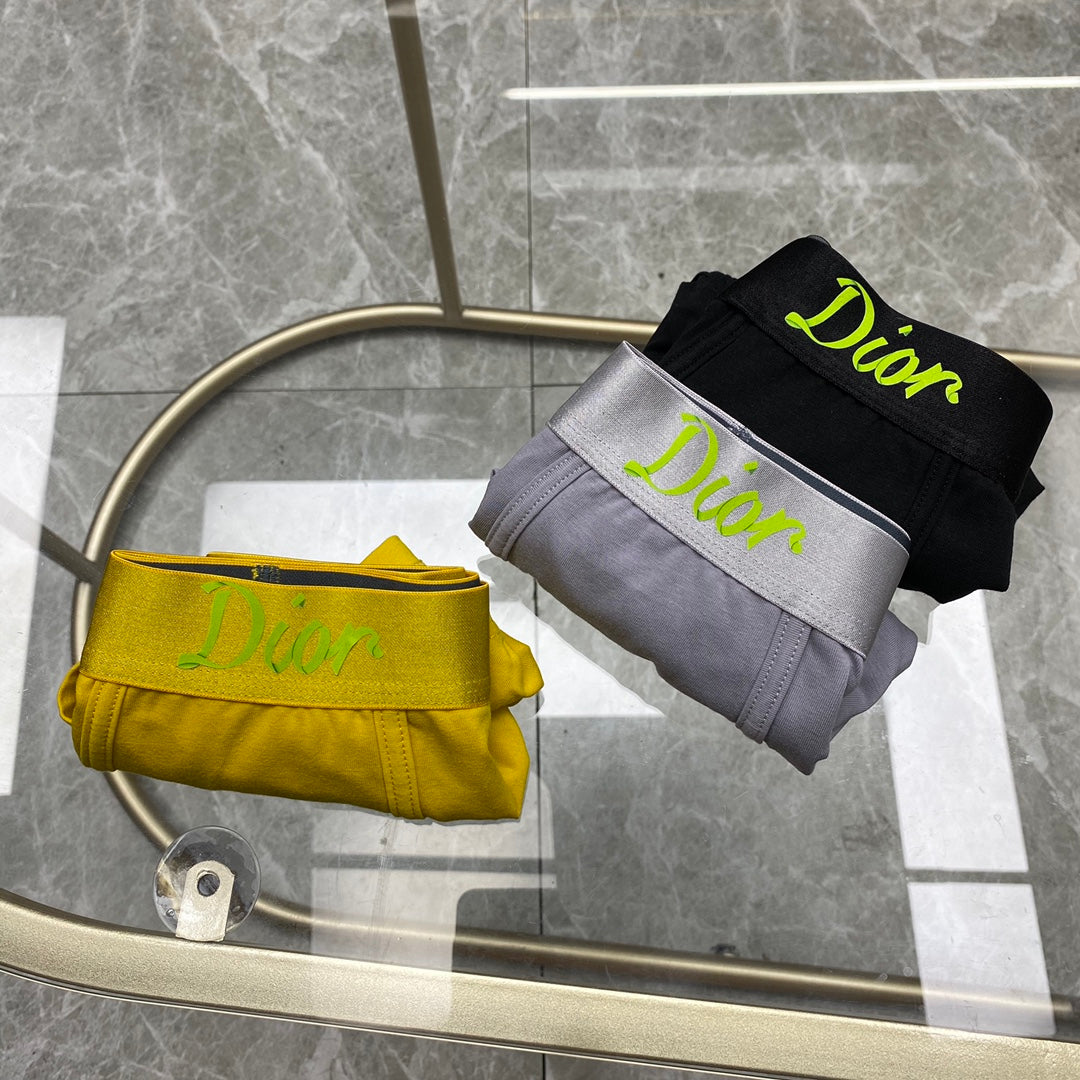 Dior Contrast Waistband Men's Trunk Underwear - 3-Piece Box