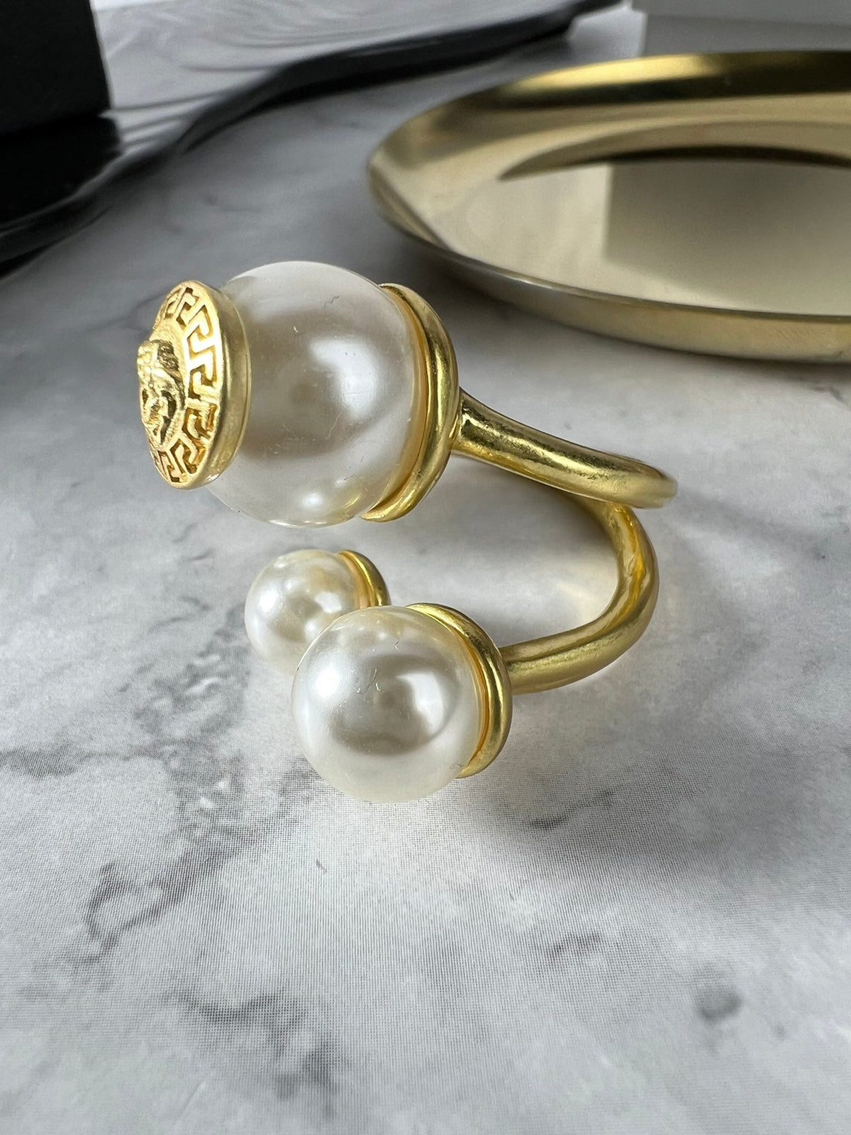 Martin Graham ring in polished metal-tone – styled product view