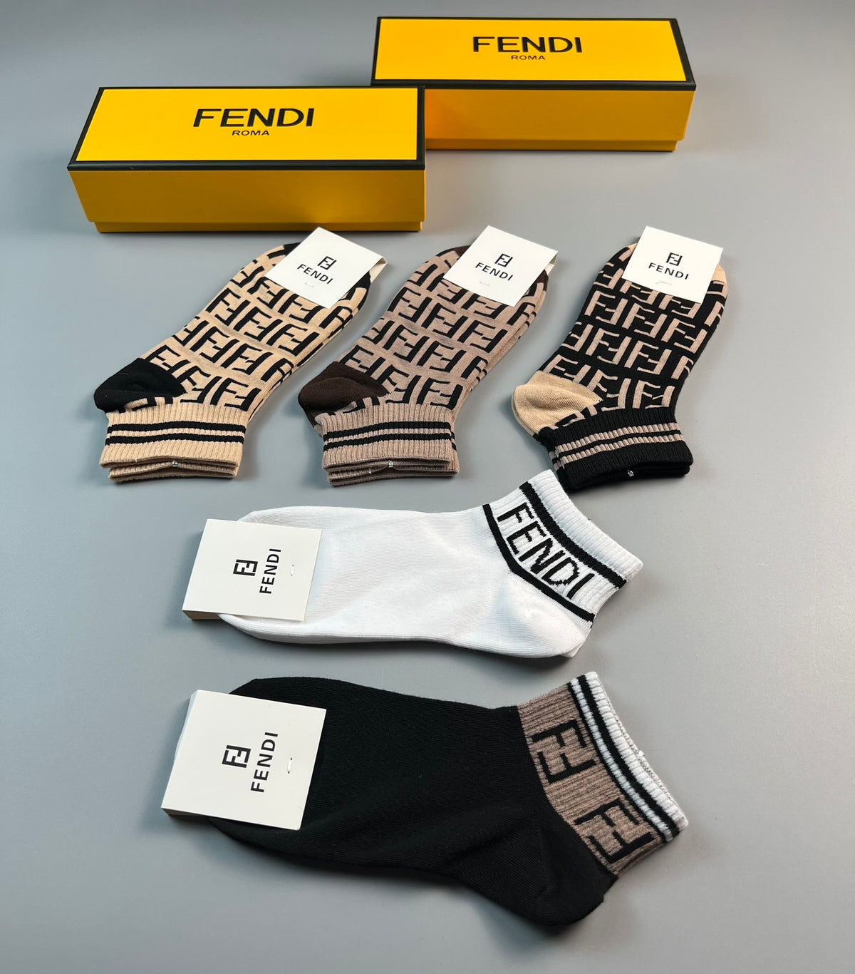 Fendi Repeating Letter Patterns Ankle Socks