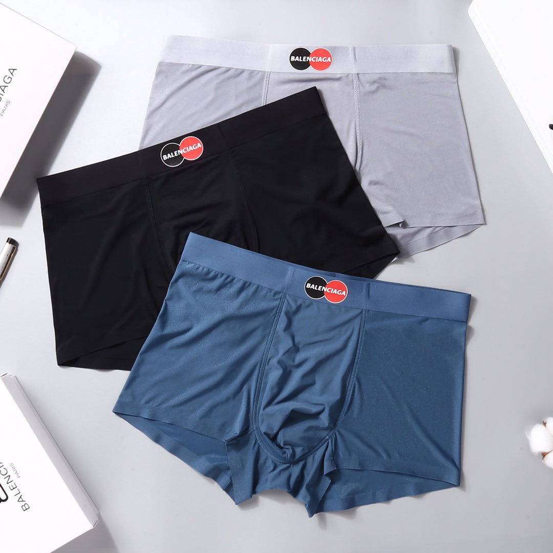 Balenciaga Contrast Logo Waistbands Men's Boxer Briefs - 3-Piece Box