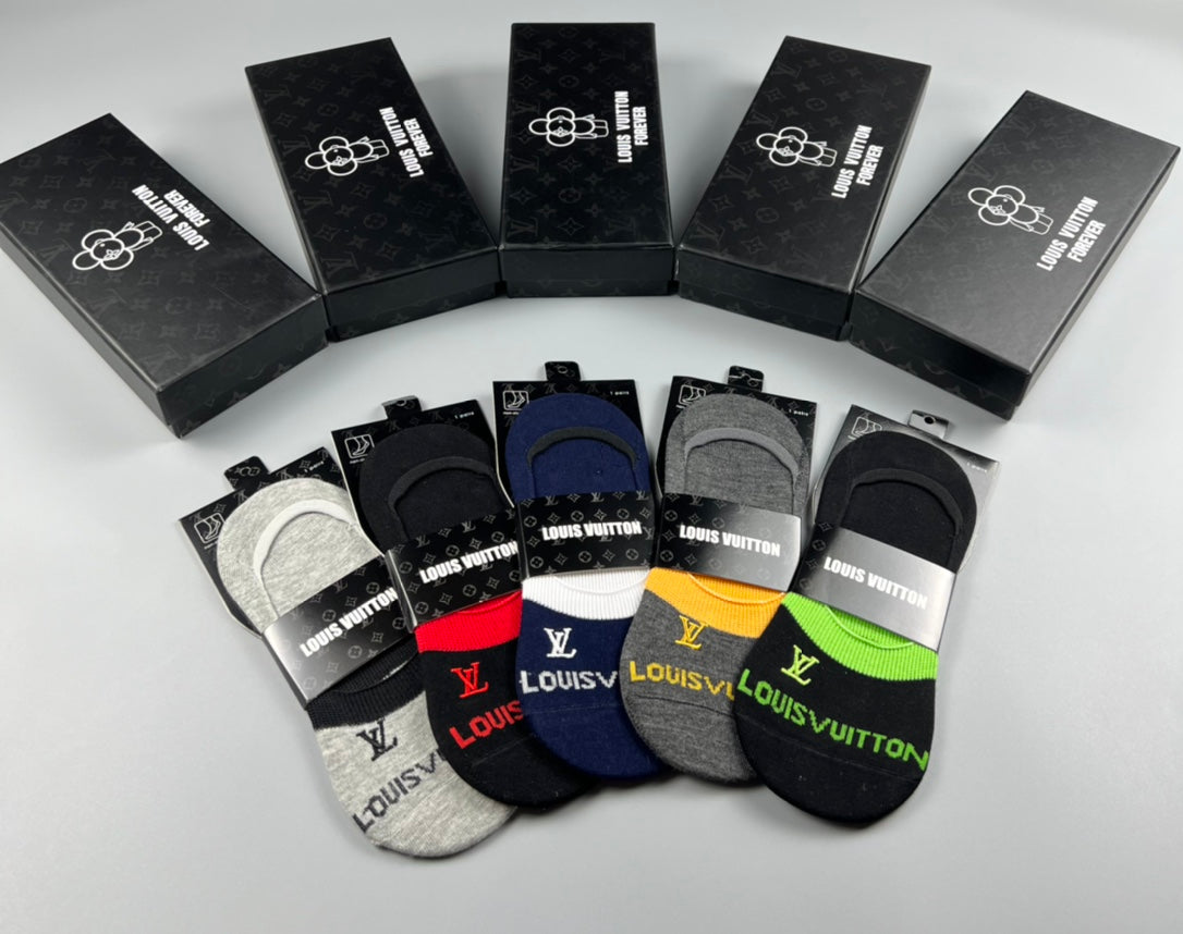 Louis Vuitton Colourful Band Details No-Show Socks - 5-Pair Set