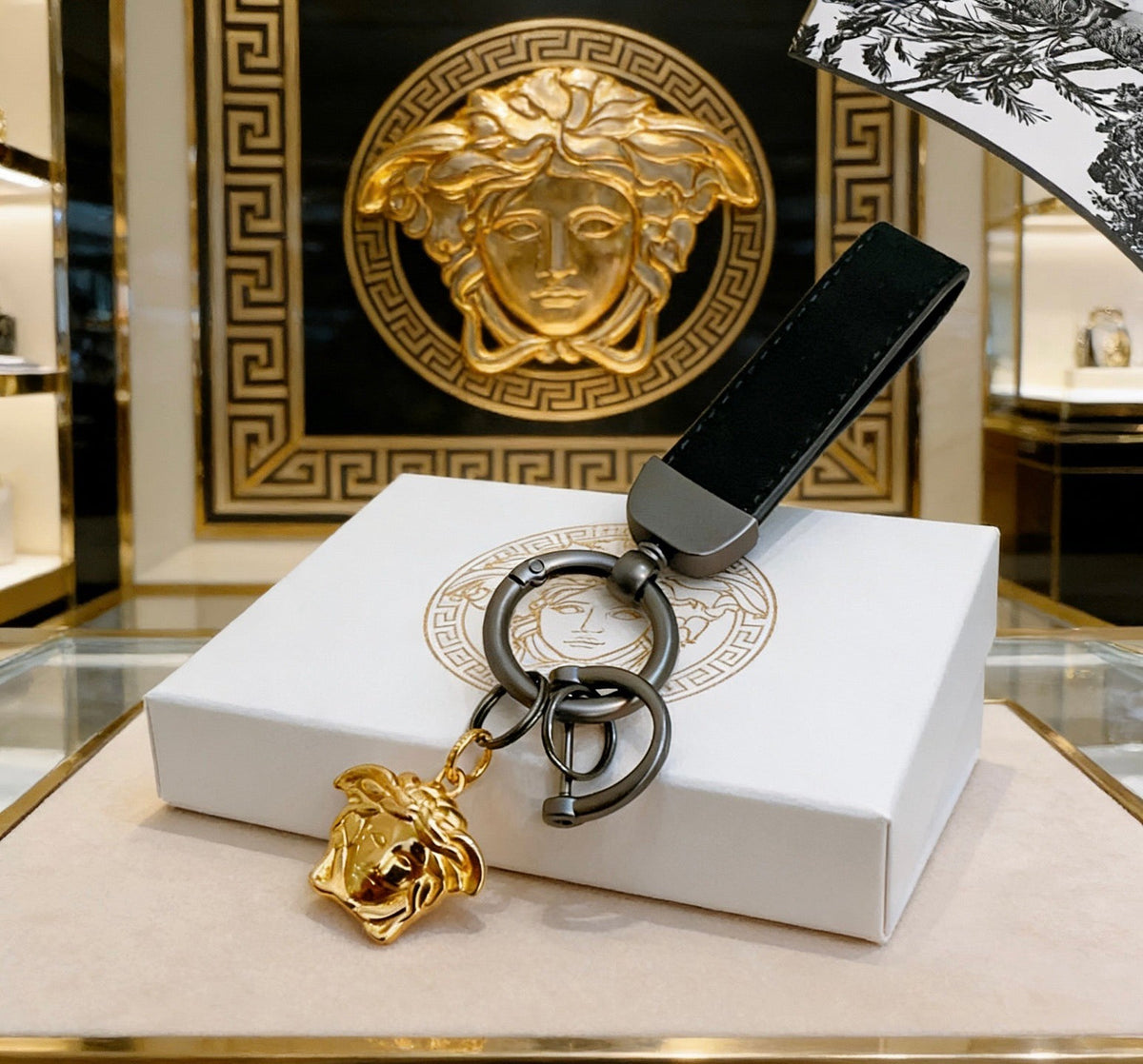 Martin Graham bag charm in polished metal-tone – styled product view