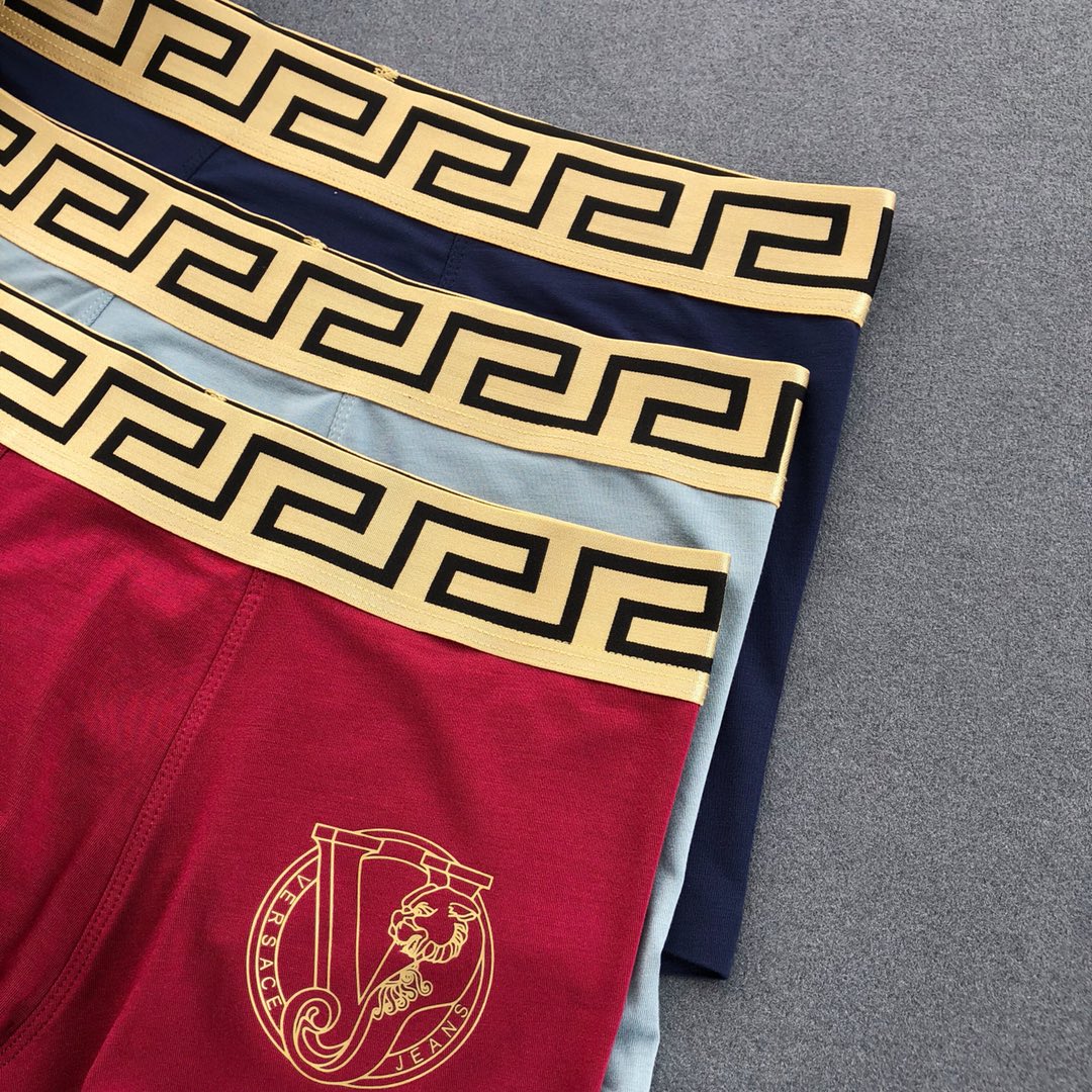 Versace Greek-Key Waistbands And Crest Men's Boxer Briefs - 3-Piece Box