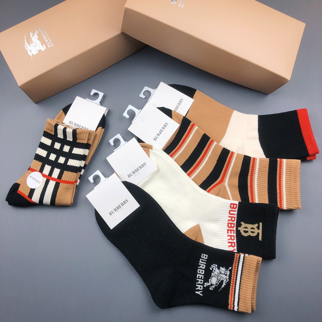 Burberry Striped Crew Socks - 5-Pair Box