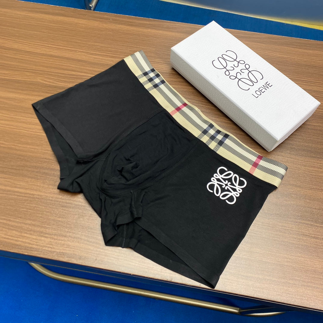 Loewe Modal Anagram-Style Graphics And Check-Inspired Waistbands Men's Boxer Briefs - 3-Piece Box
