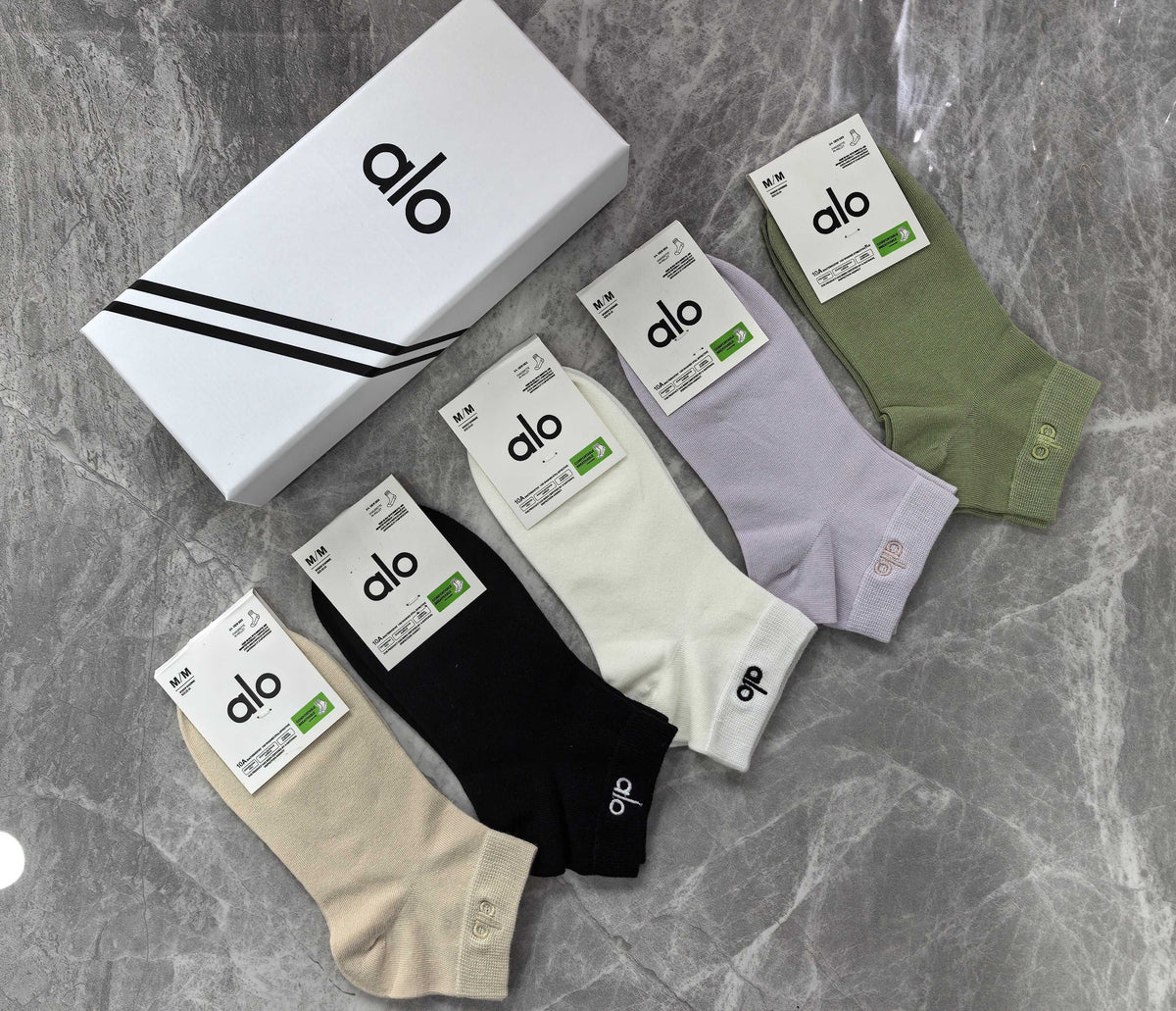 Alo Combed Cotton No-Show Socks - 5-Pair Set