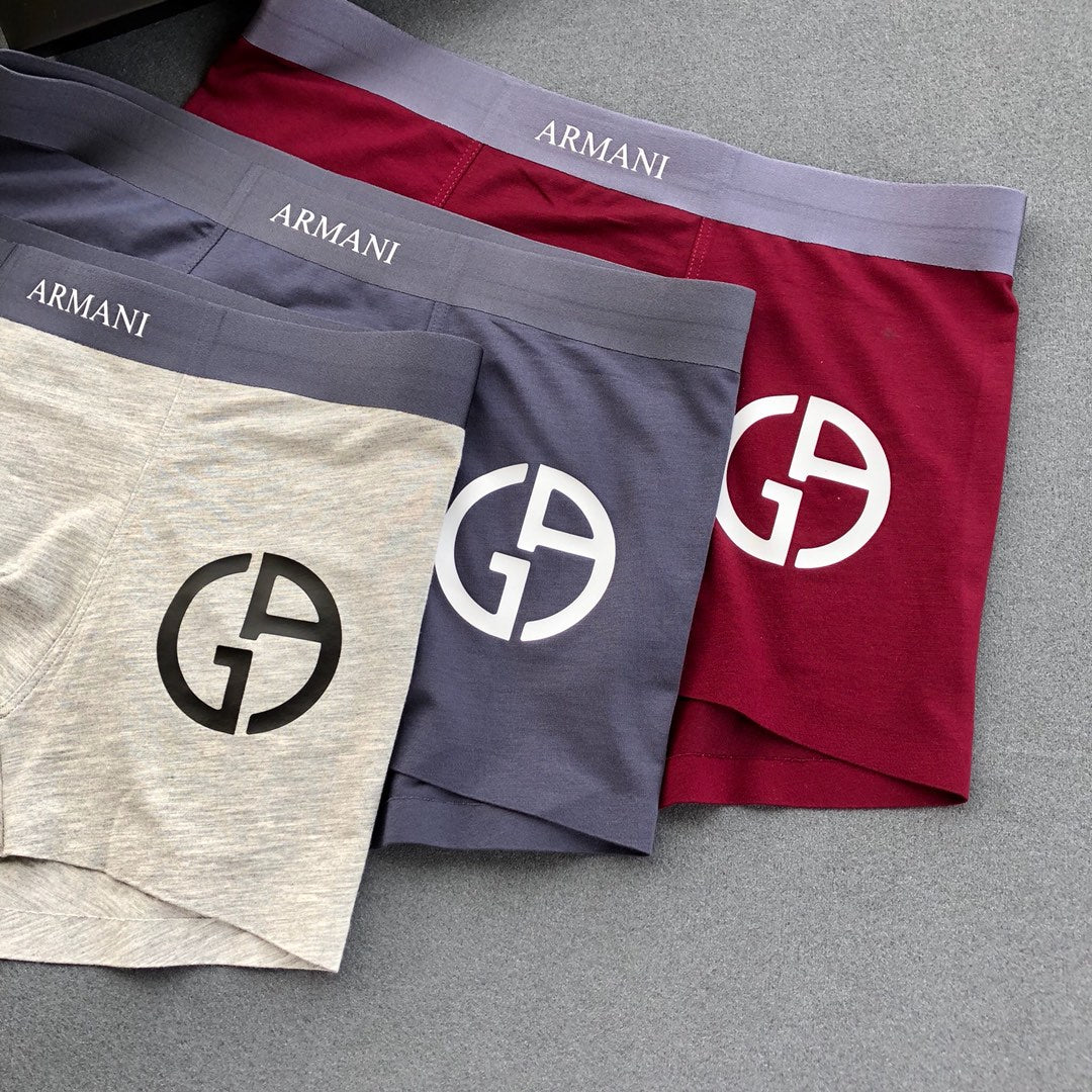 Armani 91% Modal & 9% Spandex Seamless-Cut Men's Boxer Briefs - 3-Piece Box