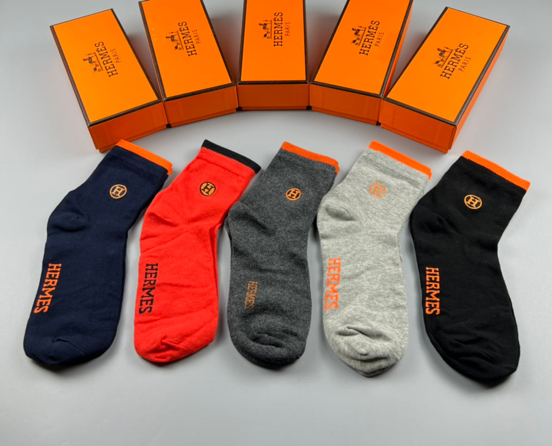 Hermes Colour Mix Crew Socks - 5-Pair Box
