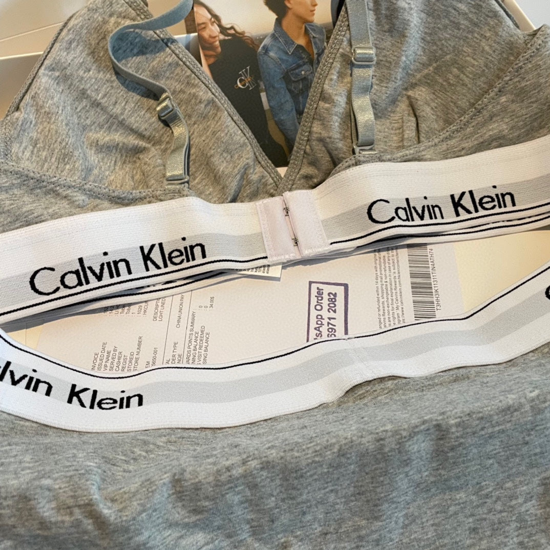Calvin Klein Heather Grey Triangle Bra and Brief Set Women's Bra & Brief Set - 2-Piece Set