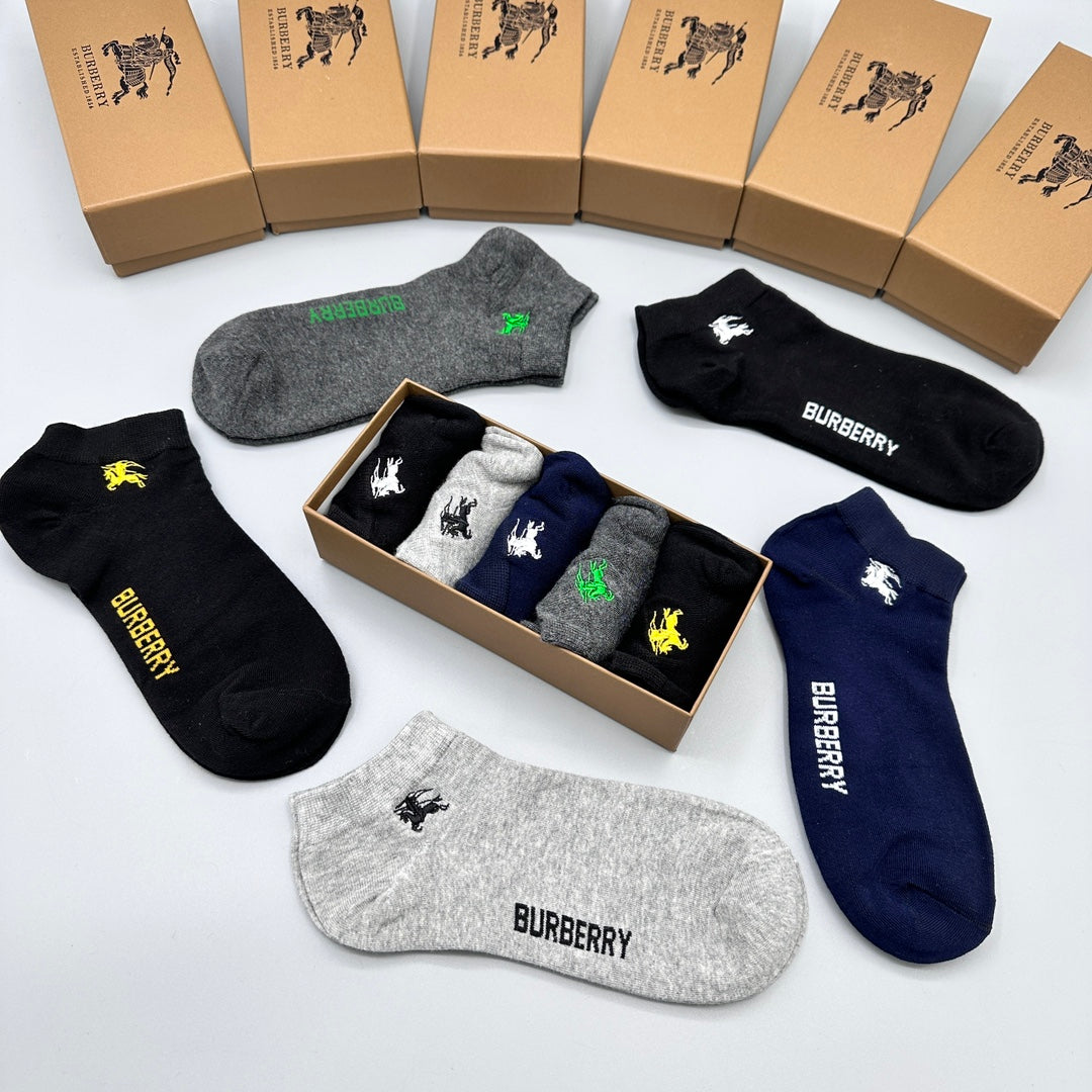 Burberry Logo Ankle Socks - 5-Pair Box