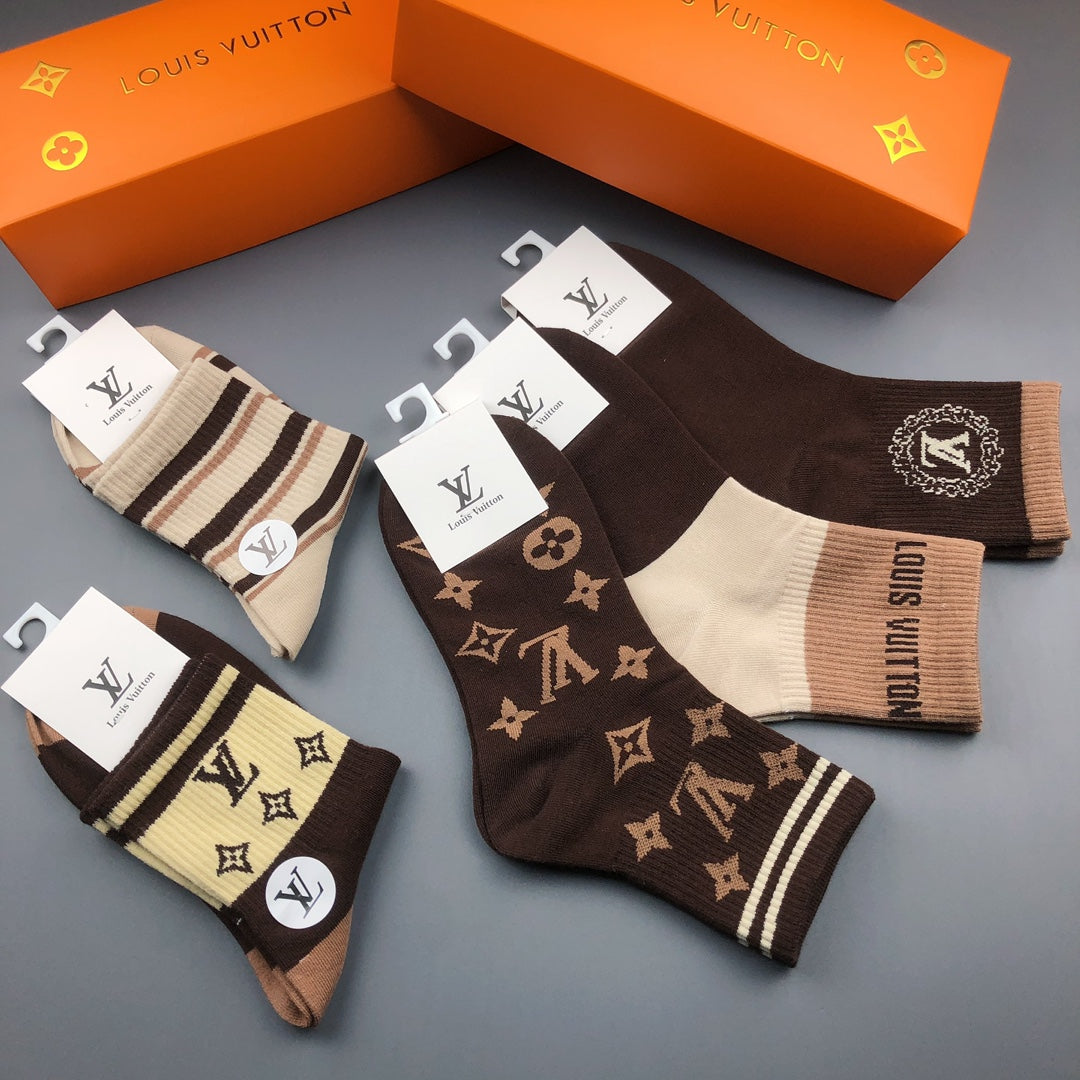 Louis Vuitton Monogram Crew Socks - 5-Pair Box
