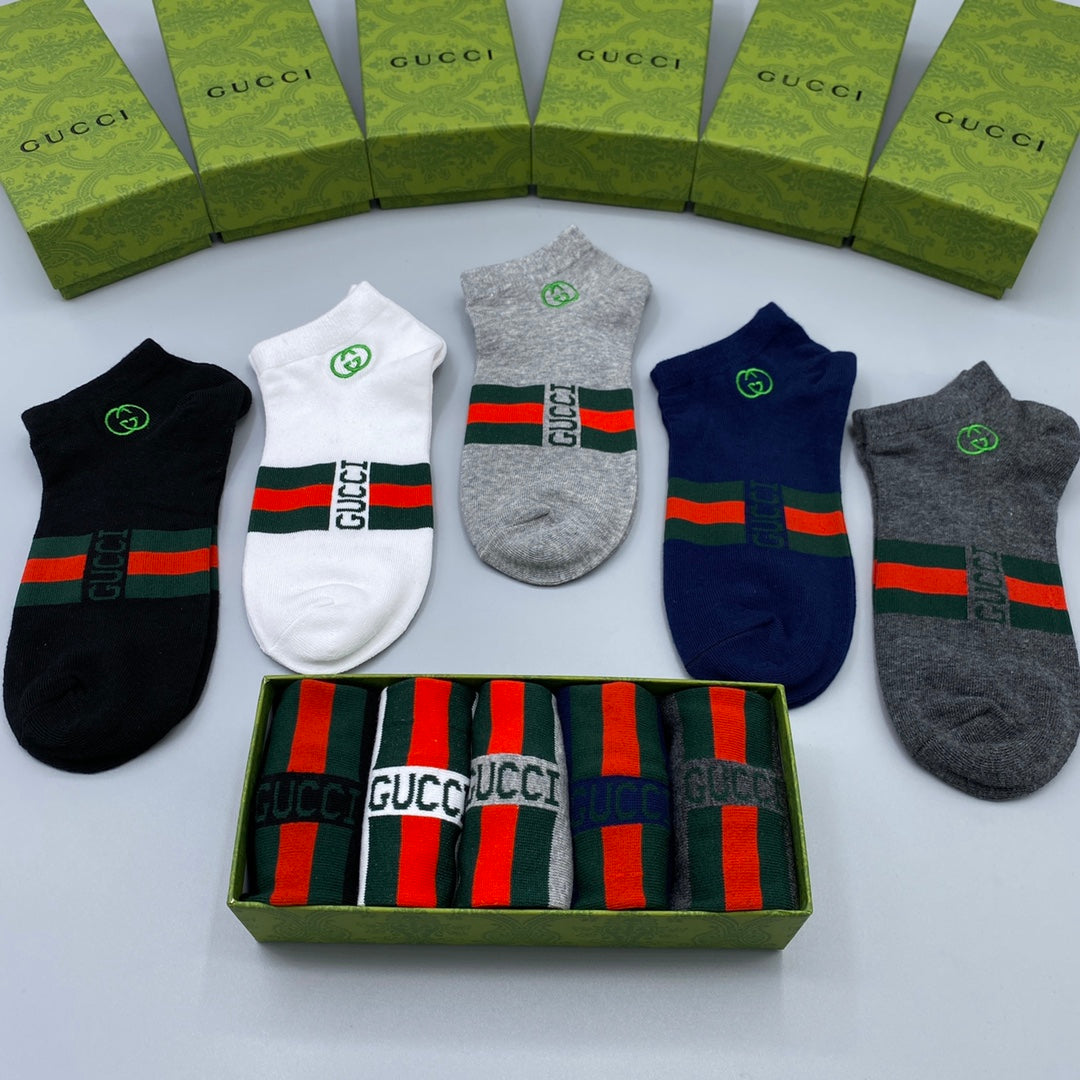 Gucci Striped Ankle Socks - 5-Pair Box
