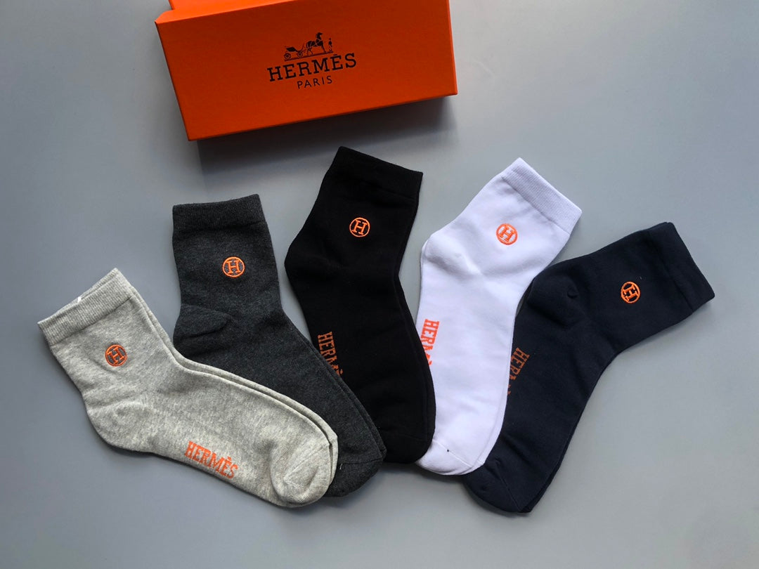Hermes Crew Socks - 5-Pair Set