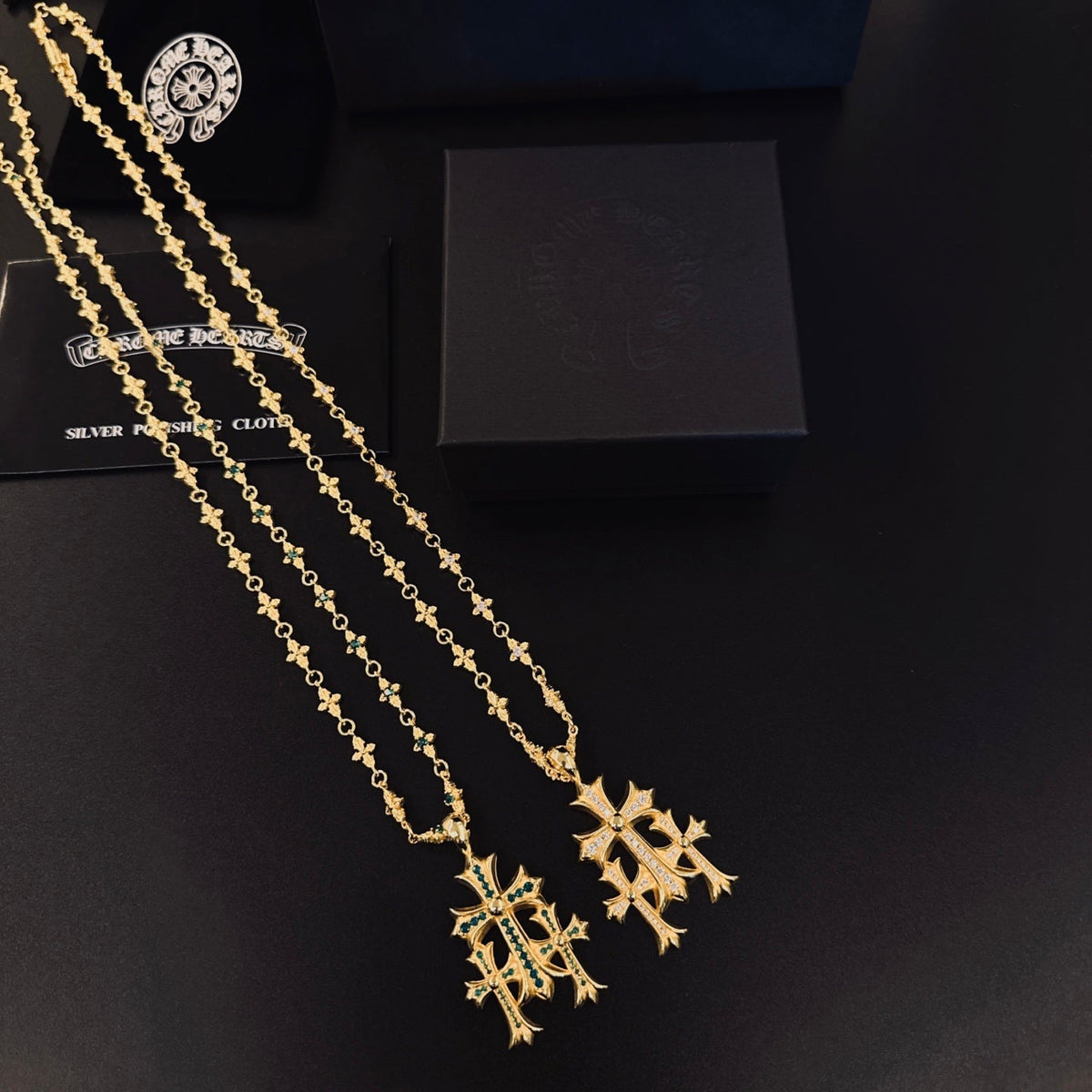 Martin Graham pendant necklace in polished metal-tone – close-up detail