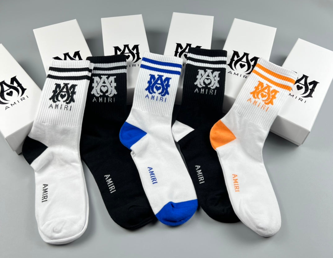 Amiri Colourful Crest-Style Graphics Crew Socks - 5-Pair Set
