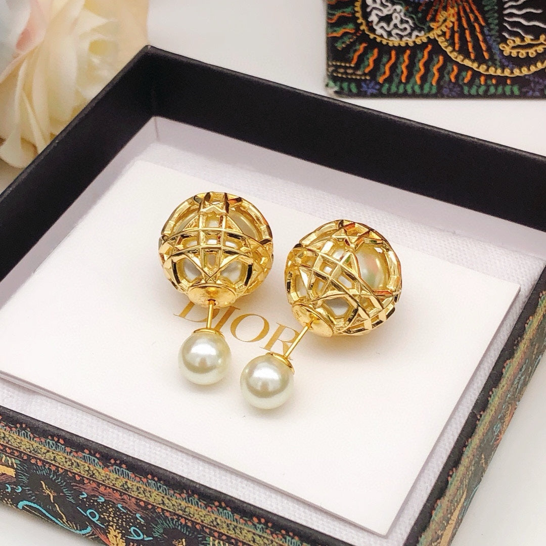 Martin Graham stud earrings in polished metal-tone
