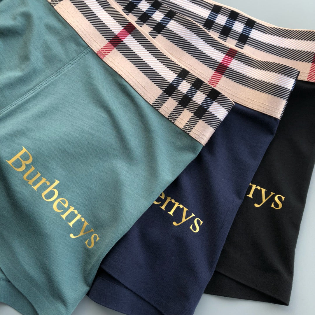 Burberry Contrast Wordmark Waistbands Men's Boxer Briefs - 3-Piece Box