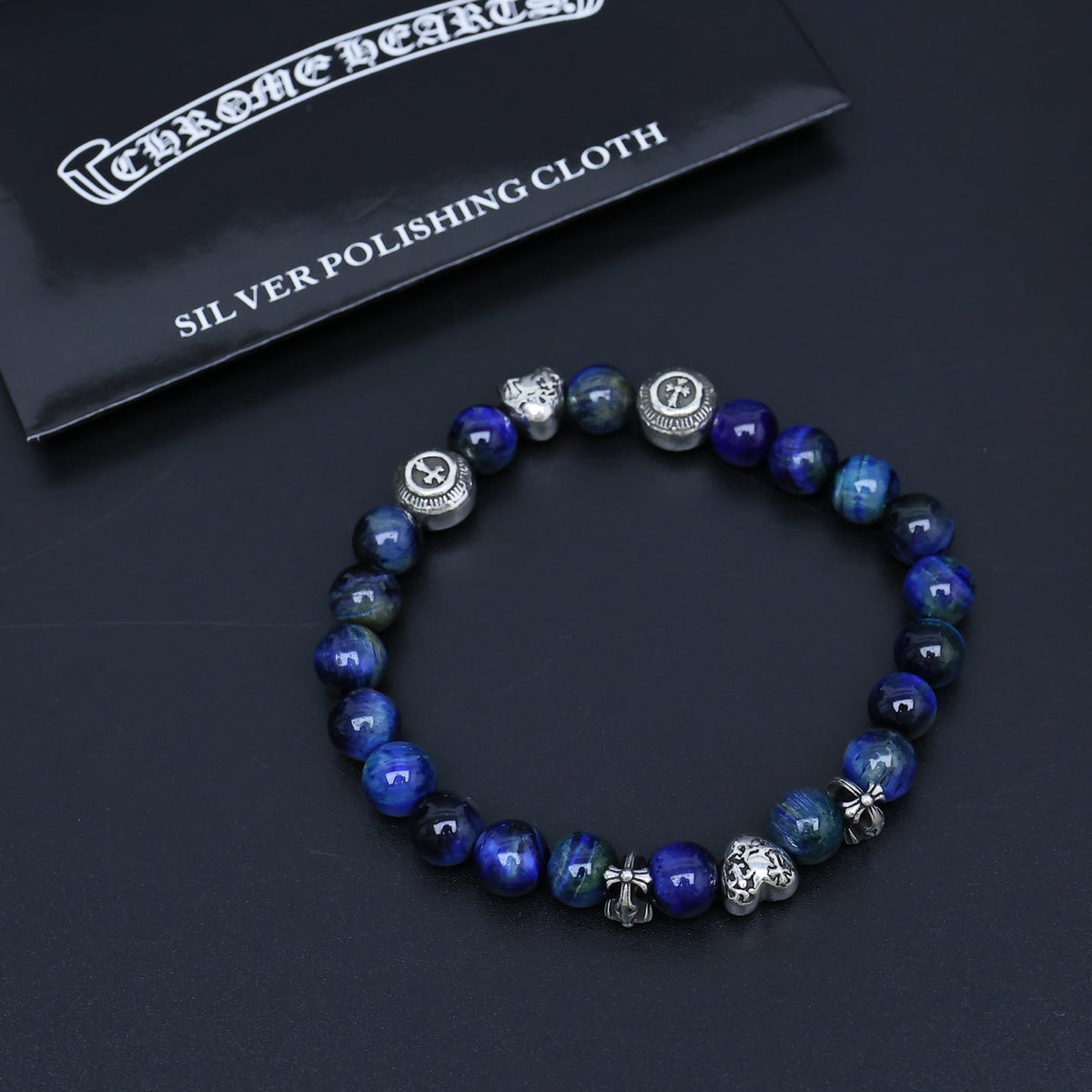 Martin Graham beaded bracelet in polished metal-tone – close-up detail