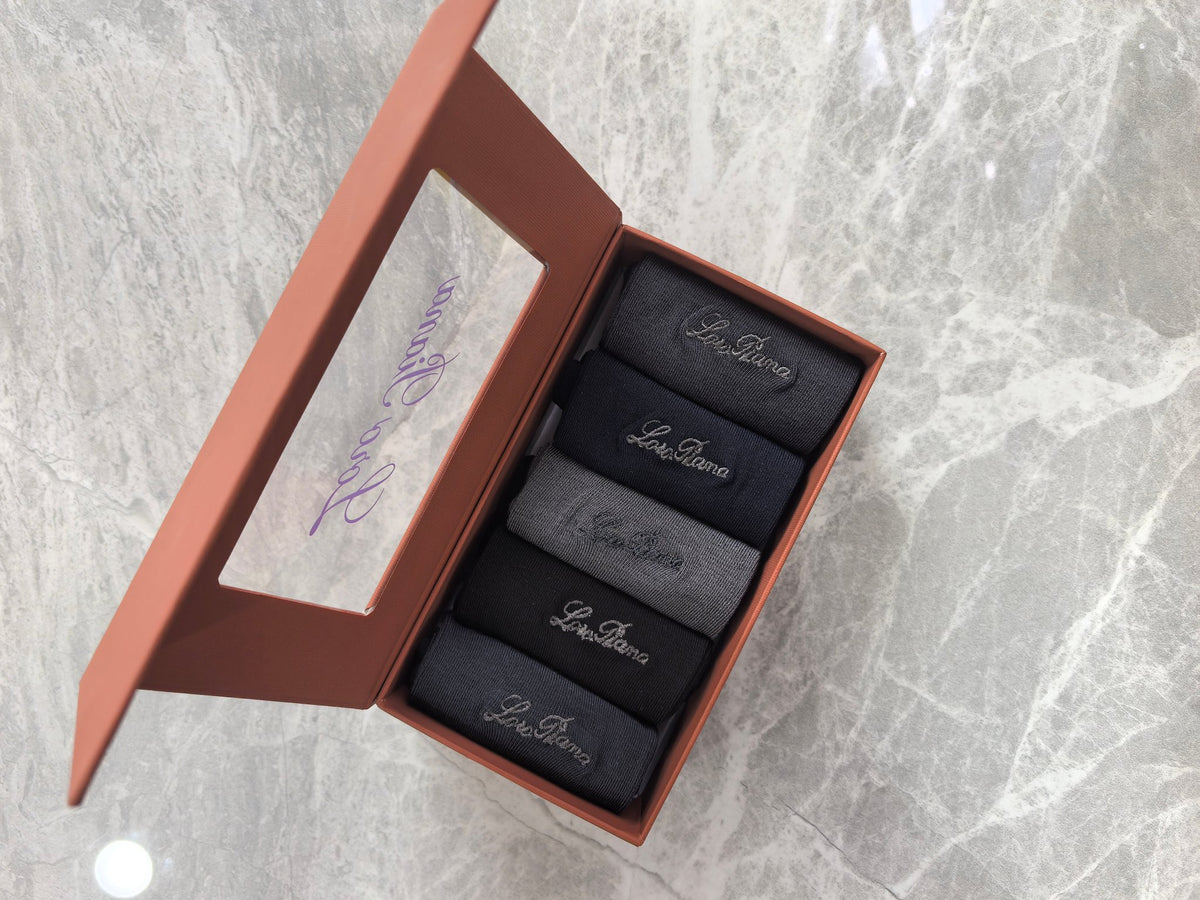 Loro Piana Modal Restrained Script Crew Socks - 5-Pair Set