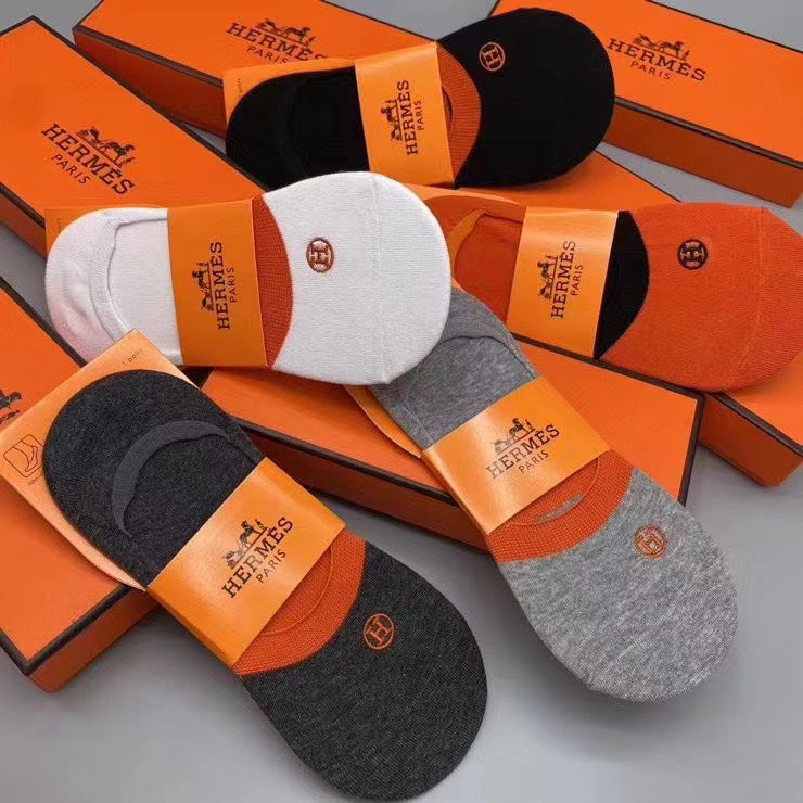 Hermes Small Emblem No-Show Socks - 5-Pair Set