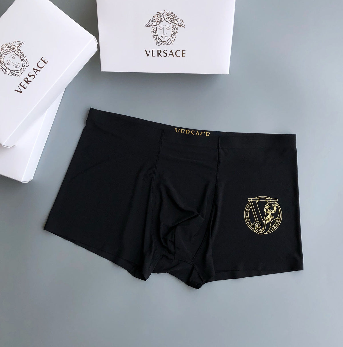 Versace Contrast Logo Waistbands Men's Boxer Briefs - 3-Piece Box