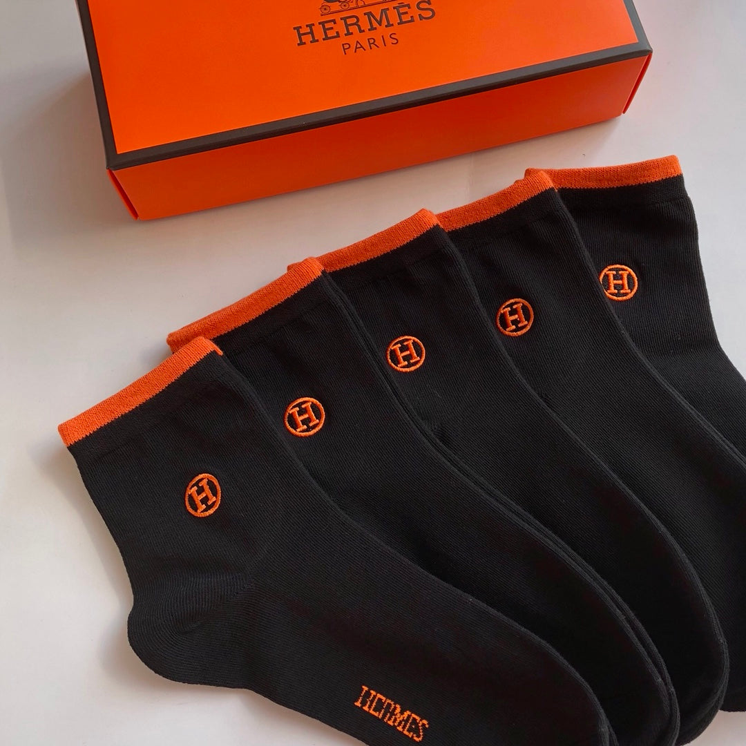 Hermes Cotton No-Show Socks - 5-Pair Set